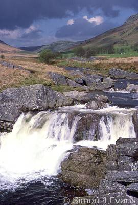 Afon Claerwen below the Claerwen dam in the Elan Valley