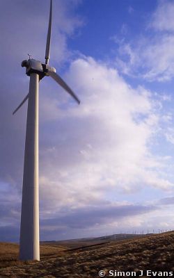 Wind turbines at Llandinam Wind Farm, Powys