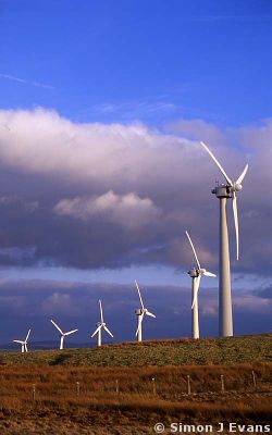 Wind turbines at Llandinam Wind Farm, Powys