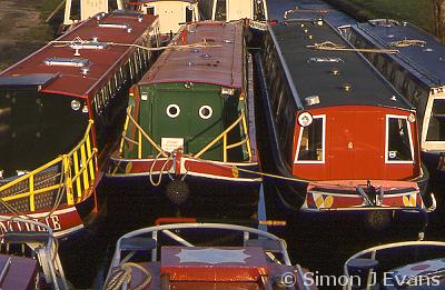 Canal boats moored at Trevor on the Llangollen / Shropshire canal