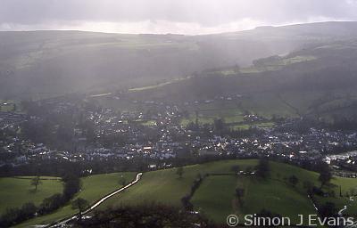 Rain showers and sunshine over Llangollen