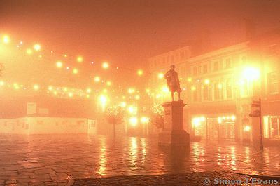 The Square, Shrewsbury in fog