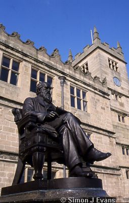 The statue of Charles Darwin outside Shrewsbury Library
