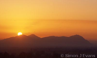 Sunset behind the Breidden Hills from The Cliffe