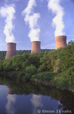 Ironbridge Power Station and the river Severn