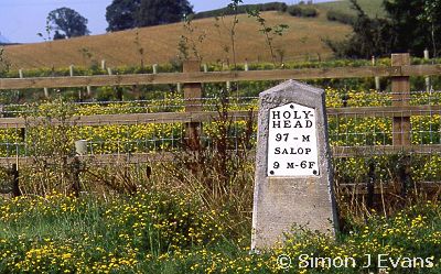Milestone beside the old A5 near Nesscliffe